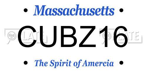 CUBZ16 Massachusetts License Plate