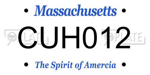 CUH012 Massachusetts License Plate