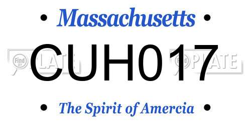 CUH017 Massachusetts License Plate