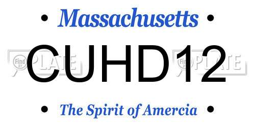 CUHD12 Massachusetts License Plate