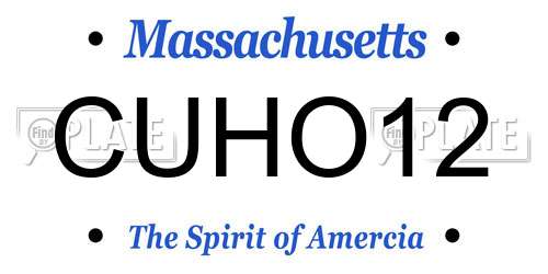CUHO12 Massachusetts License Plate