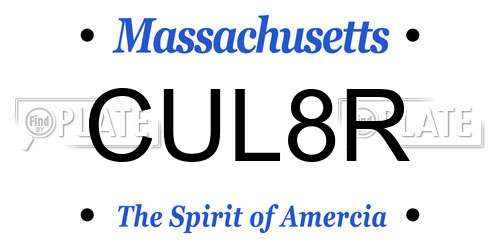 CUL8R Massachusetts License Plate