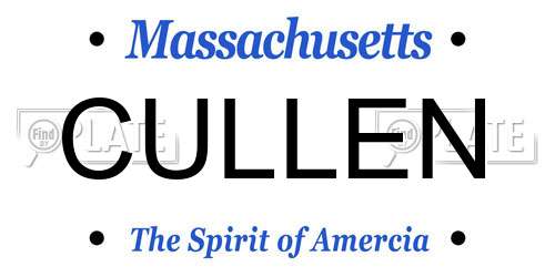 CULLEN Massachusetts License Plate