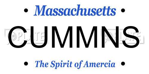 CUMMNS Massachusetts License Plate