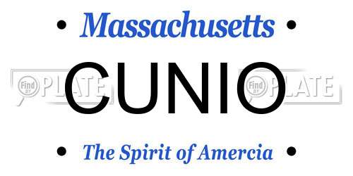 CUNIO Massachusetts License Plate