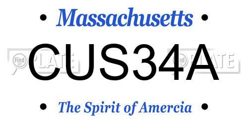 CUS34A Massachusetts License Plate