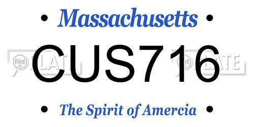 CUS716 Massachusetts License Plate