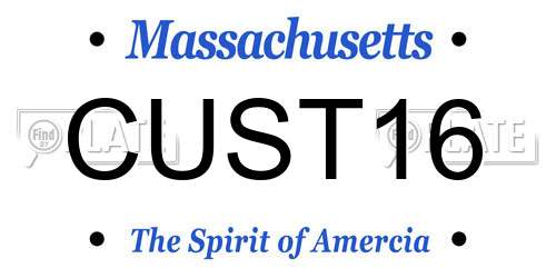 CUST16 Massachusetts License Plate