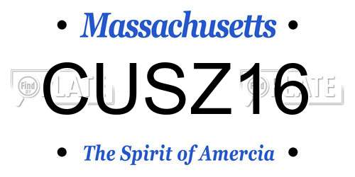 CUSZ16 Massachusetts License Plate