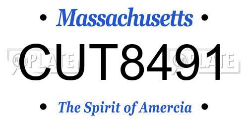 CUT8491 Massachusetts License Plate