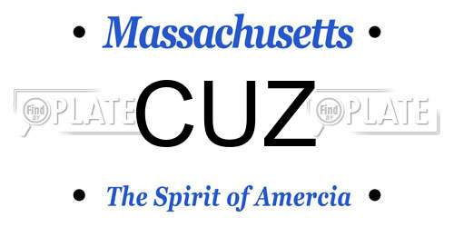 CUZ Massachusetts License Plate