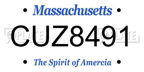 CUZ8491 Massachusetts License Plate