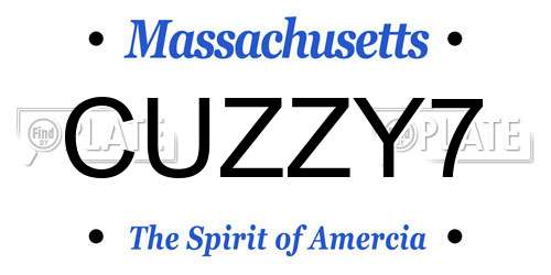 CUZZY7 Massachusetts License Plate
