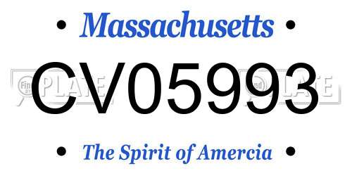 CV05993 Massachusetts License Plate