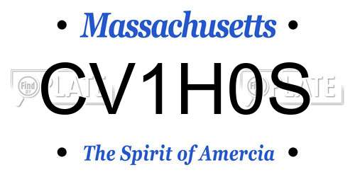 CV1H0S Massachusetts License Plate