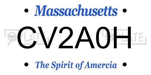 CV2A0H Massachusetts License Plate