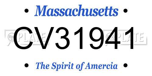 CV31941 Massachusetts License Plate