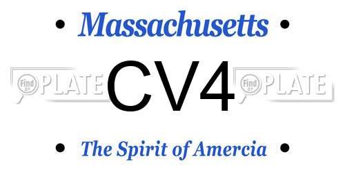 CV4 Massachusetts License Plate