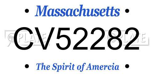 CV52282 Massachusetts License Plate