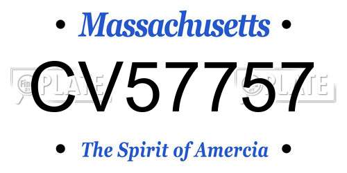 CV57757 Massachusetts License Plate