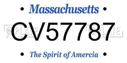 CV57787 Massachusetts License Plate
