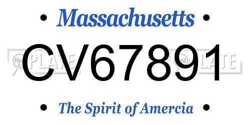 CV67891 Massachusetts License Plate