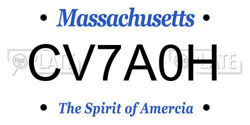 CV7A0H Massachusetts License Plate