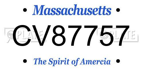 CV87757 Massachusetts License Plate