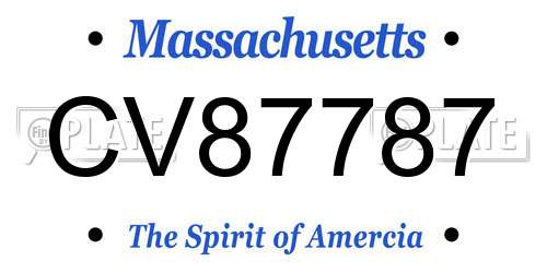 CV87787 Massachusetts License Plate