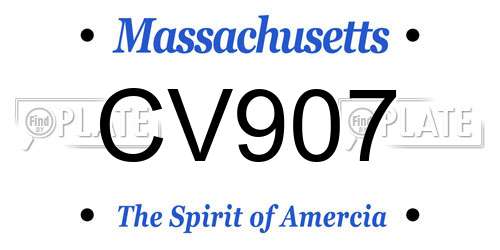 CV907 Massachusetts License Plate