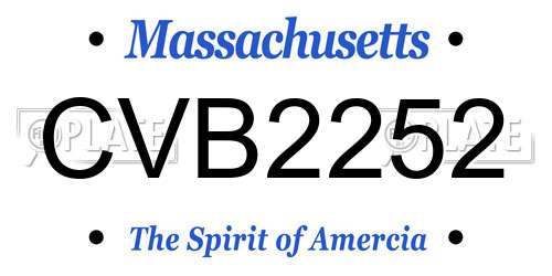 CVB2252 Massachusetts License Plate
