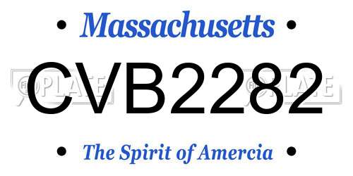 CVB2282 Massachusetts License Plate