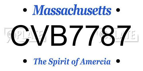 CVB7787 Massachusetts License Plate