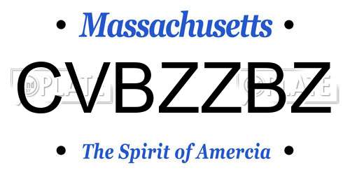 CVBZZBZ Massachusetts License Plate