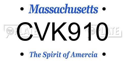 CVK910 Massachusetts License Plate