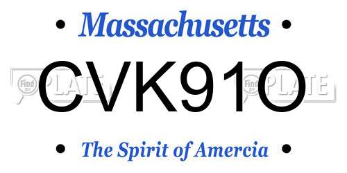 CVK91O Massachusetts License Plate
