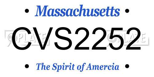 CVS2252 Massachusetts License Plate