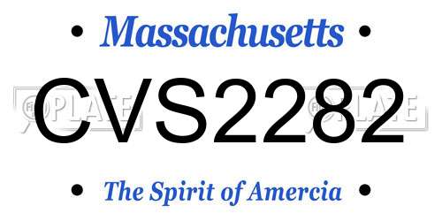 CVS2282 Massachusetts License Plate
