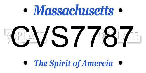 CVS7787 Massachusetts License Plate
