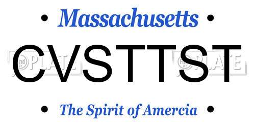 CVSTTST Massachusetts License Plate