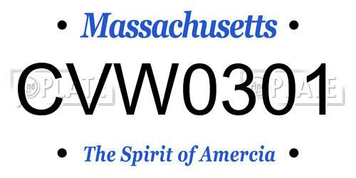 CVW0301 Massachusetts License Plate