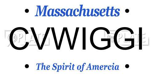 CVWIGGI Massachusetts License Plate