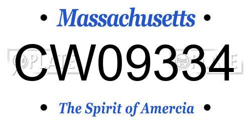 CW09334 Massachusetts License Plate