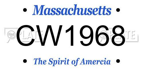 CW1968 Massachusetts License Plate
