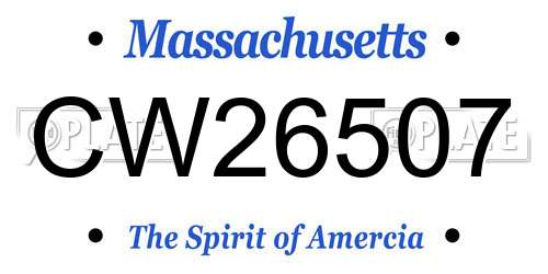 CW26507 Massachusetts License Plate