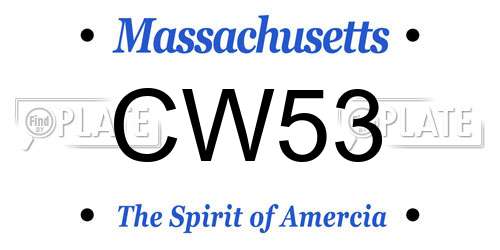 CW53 Massachusetts License Plate