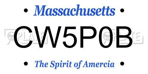 CW5P0B Massachusetts License Plate