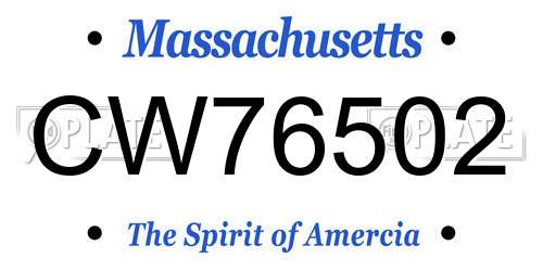 CW76502 Massachusetts License Plate