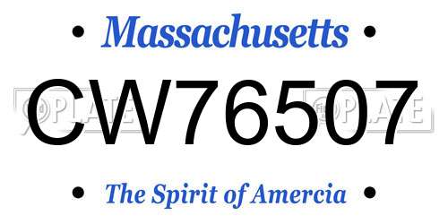 CW76507 Massachusetts License Plate