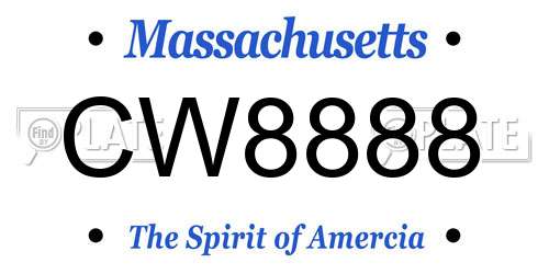CW8888 Massachusetts License Plate